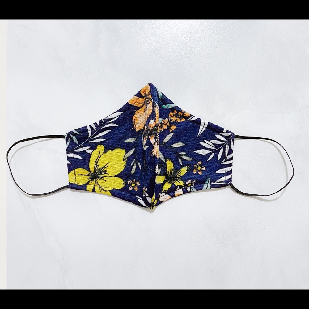 Tropical floral blue face mask